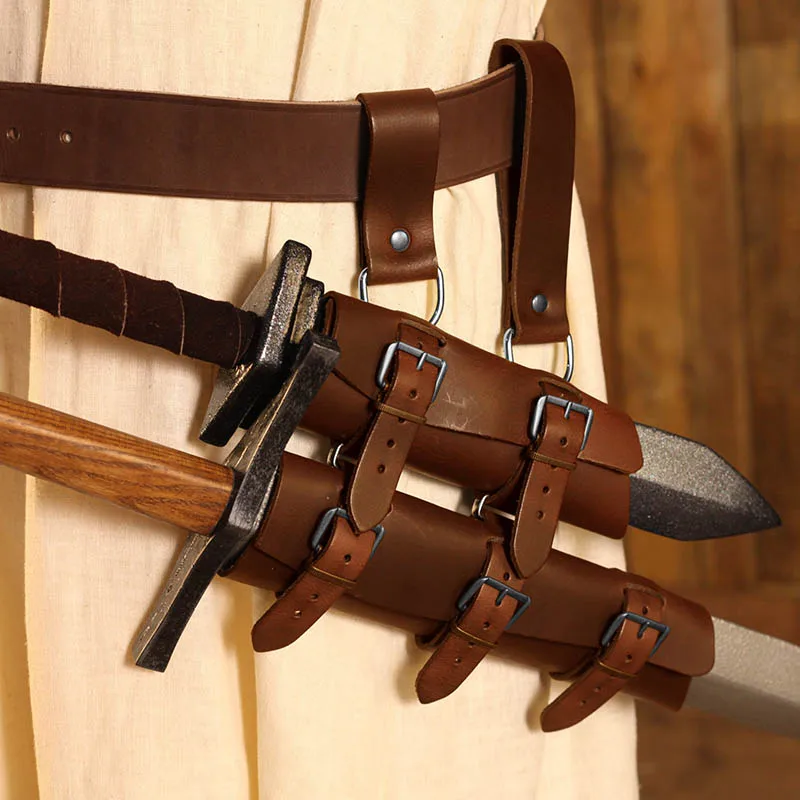 Medieval Knight Samurai Sword Sheath PU Dagger Katana Scabbard Holder LARP Weapon Holster Viking Pirate Warrior Cosplay Costume