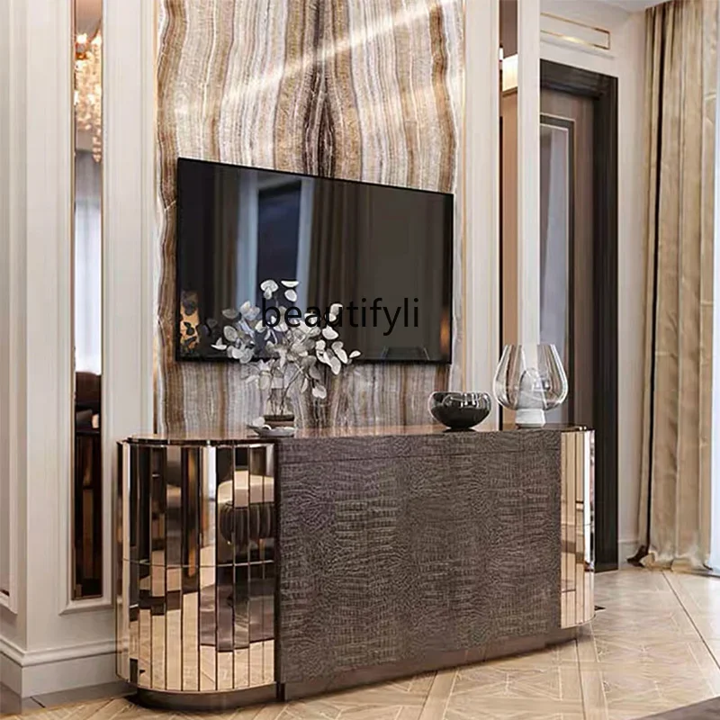 ss25 خزانة تلفزيون فاخرة وخفيفة الوزن من الأرض إلى السقف خزانة ملابس للفيلا خزانة منزلية لغرفة المعيشة الراقية