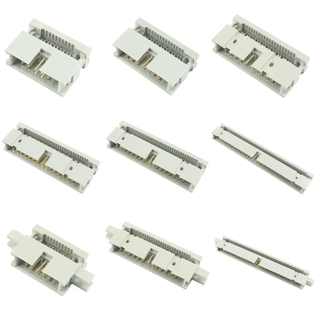 50pcs 2.54mm Pitch 10/14/16/20/26/30/34/40/50/60/64 Pin Male Straight IDC Box Header Connector For 1.27mm Pitch Flat cable