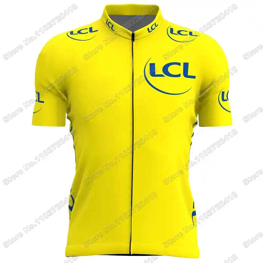 2024 France Tour TDF Leader Cycling Jersey Short Sleeve Yellow Green Red Polka Dot White Cycling Clothing Summer Road Bike Shirt