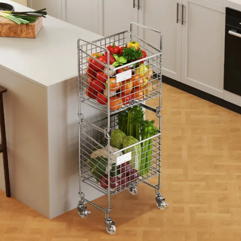 2 Sections Tall Laundry Hamper Storage Wheels Trolley Narrow Laundry Baskets Cool Wire Toy Cesto Ropa Sucia House Accessories