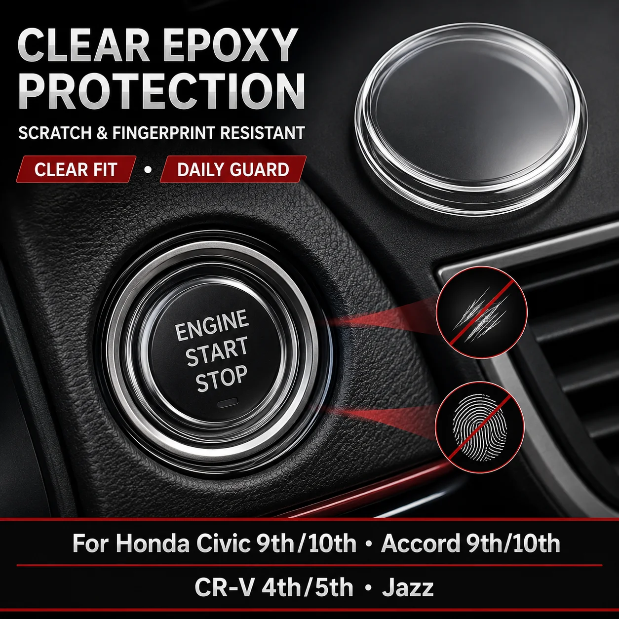For Honda Civic 9th/10th Accord 9th/10th CR‑V 4th 5th Jazz One-click Start Protective Film Button Modification Handbrake Film