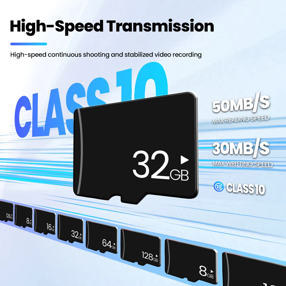 Free Custom Logo TF Memory Card 128GB 64GB High Speed Smart SD Card Memory Stick Pen Drive 32GB 16GB For Laptop Camera UAV Robot