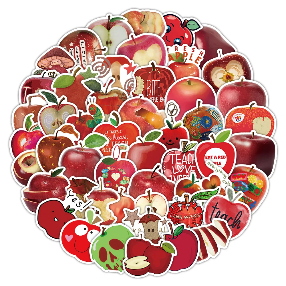 10/50PCS 재미 있은 애플 INS 스타일 낙서 스티커 크리 에이 티브 과일 만화 데칼 DIY 수하물 전화 컵 기타 스케이트 보드 아이 장난감