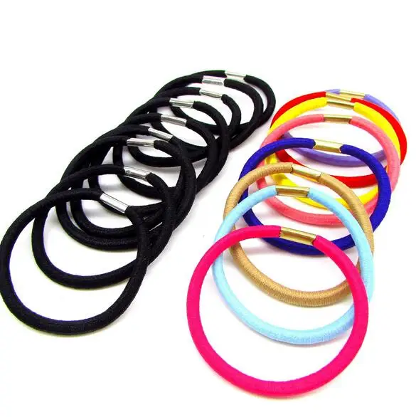 200 Hair Elastics Hair Ties No Crease Ponytail Holders with metal clamp for gluing items 4.5mm thickness, 45mm in diameter