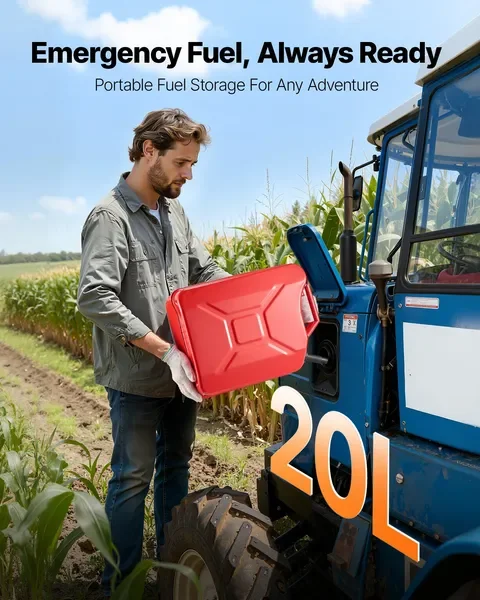 حاوية وقود معدنية سعة 5.3 جالون، باللون الأحمر، مع صنبور ومقبض، 6 لتر/دقيقة، مانعة للتسرب، لسيارة دراجة نارية ATV UTV، عبوتان #2