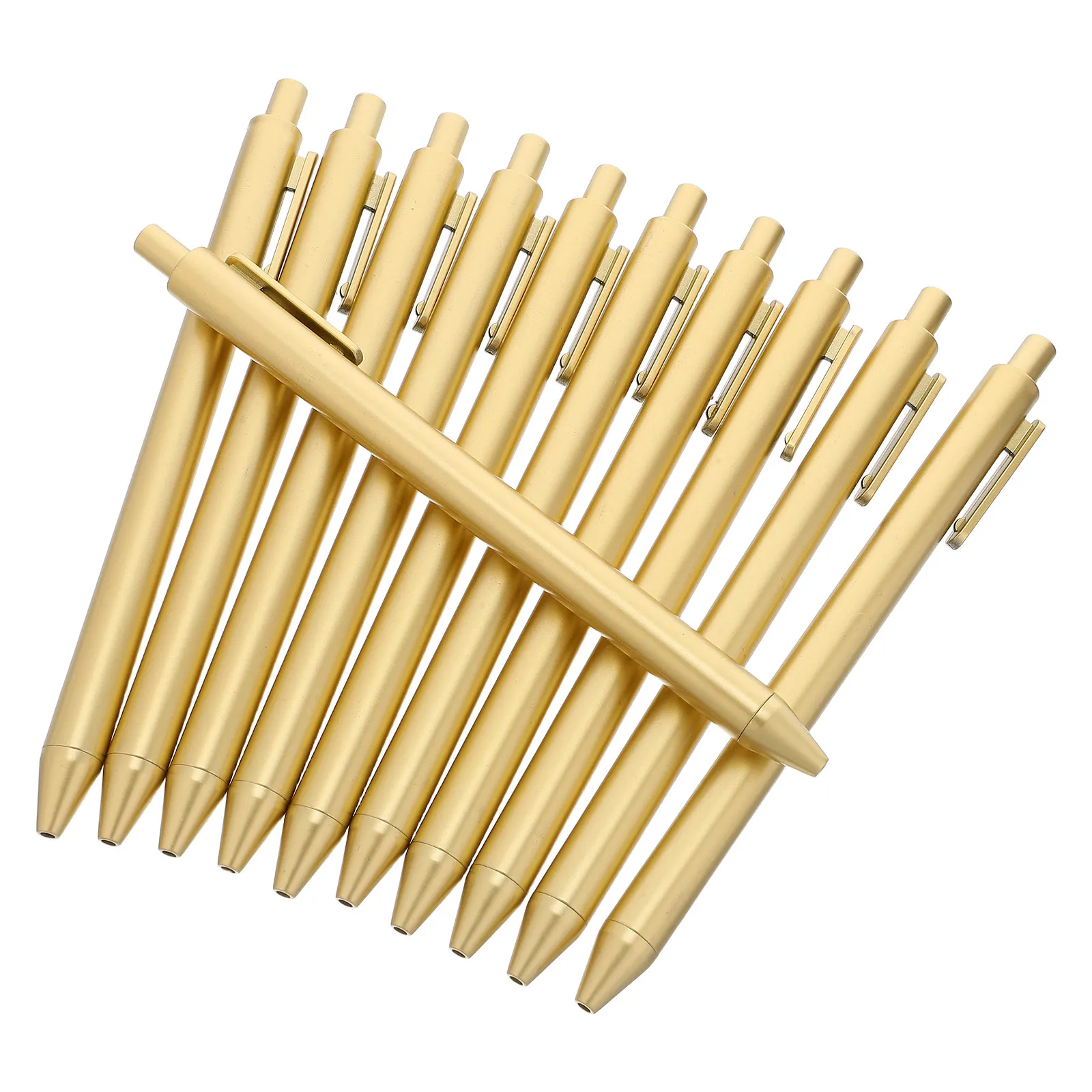 

30Pcs Press Type Ballpoint Pen Gold Slim Plastic Business Writing Instrument Guest Signing Professional Office Supplies Smooth