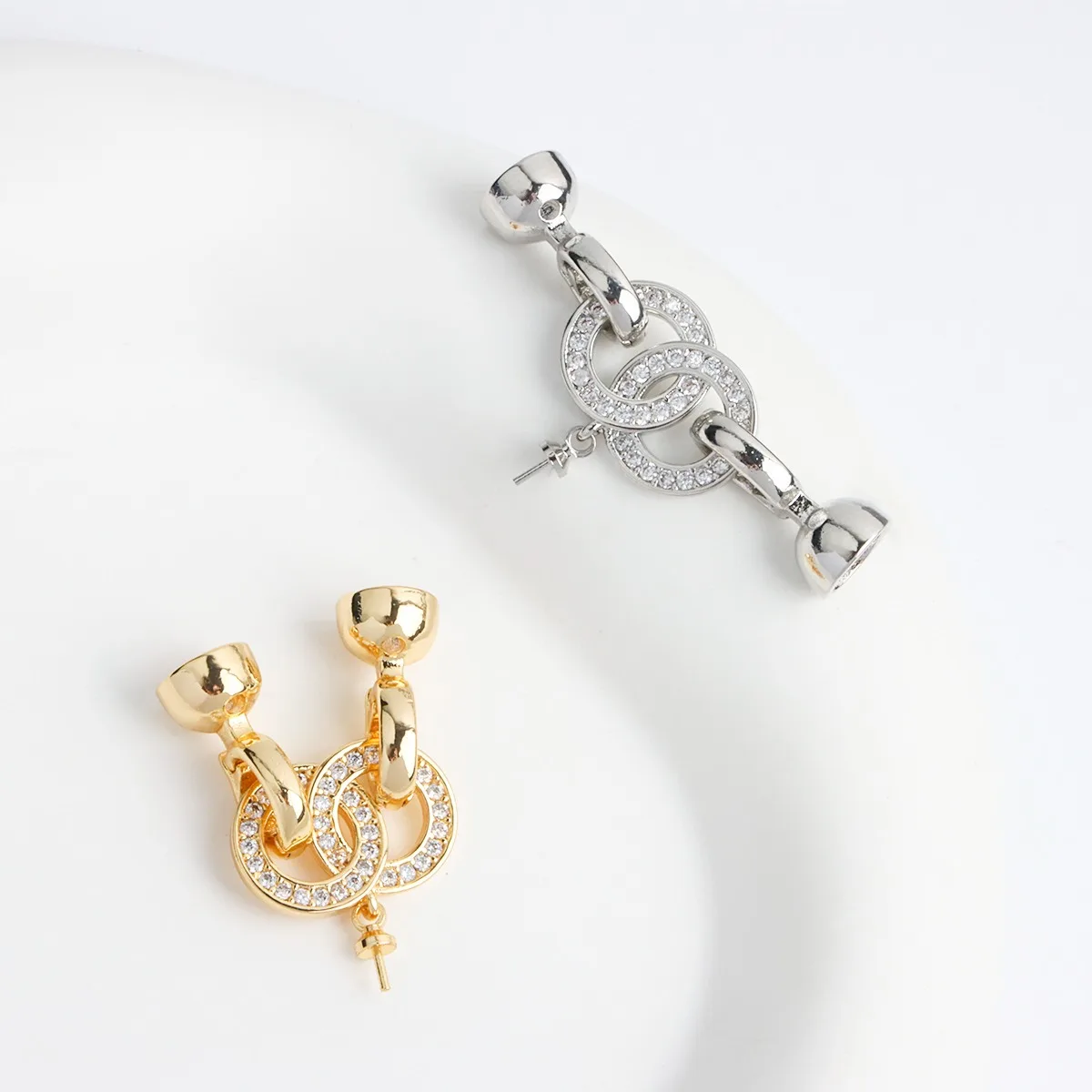 18K ทองคําแท้ชุบโอปอลแหวนคู่แขวนหัวปุ่ม,สร้อยคอสร้อยข้อมือ Ending BUCKLE DIY เครื่องประดับอุปกรณ์เสริม
