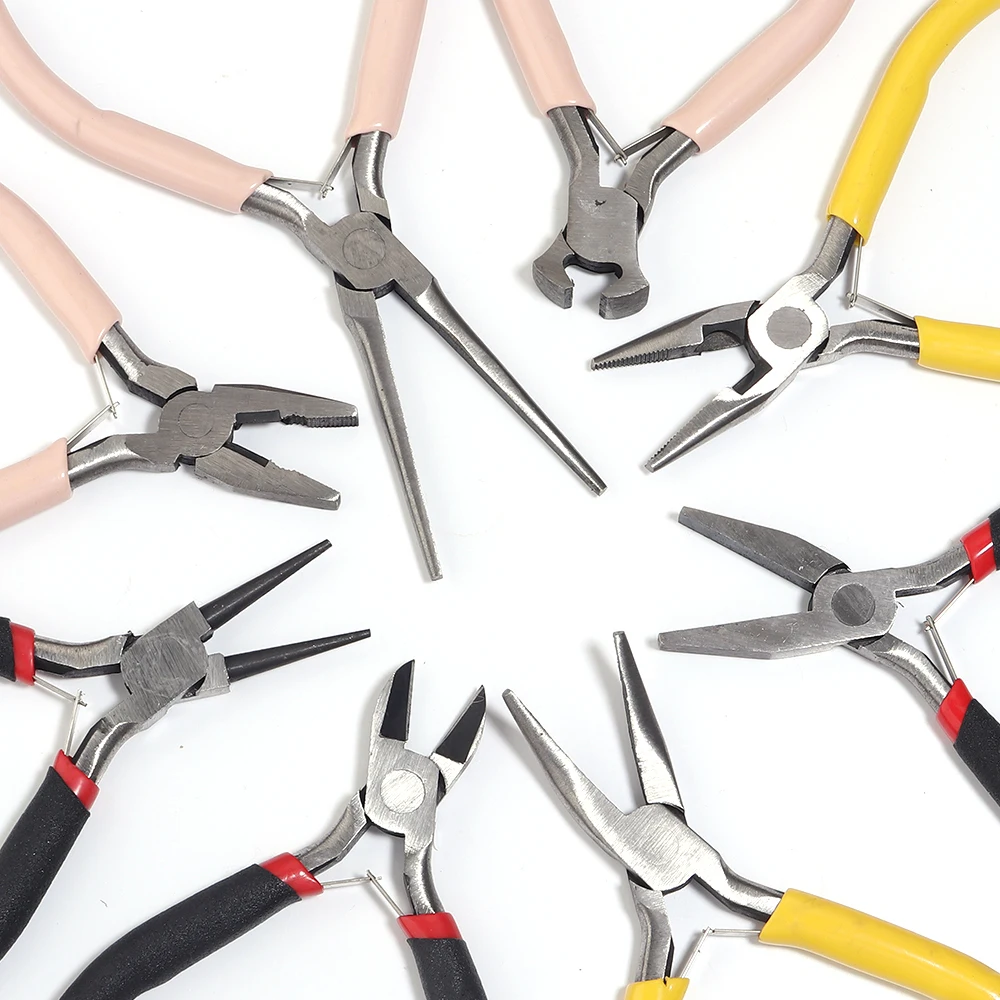 8pcs/set Metal Jewelry Pliers Tool Kit Includes Needle Round Wire Cutter And Curved Nose Pliers For Jewelry Making Repair