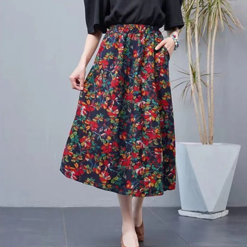 التنانير النسائية الصيفية الكلاسيكية موضة مريحة الكورية نمط ألف خط مزاجه خمر Mujer Faldas كل مباراة الجمالية فام