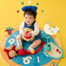 1 Year Old Child Costumes Alarm Clock Costume Headwear Short Sleeves Socks 4pcs/Set Lovely Little Alarm Clock Photography Theme