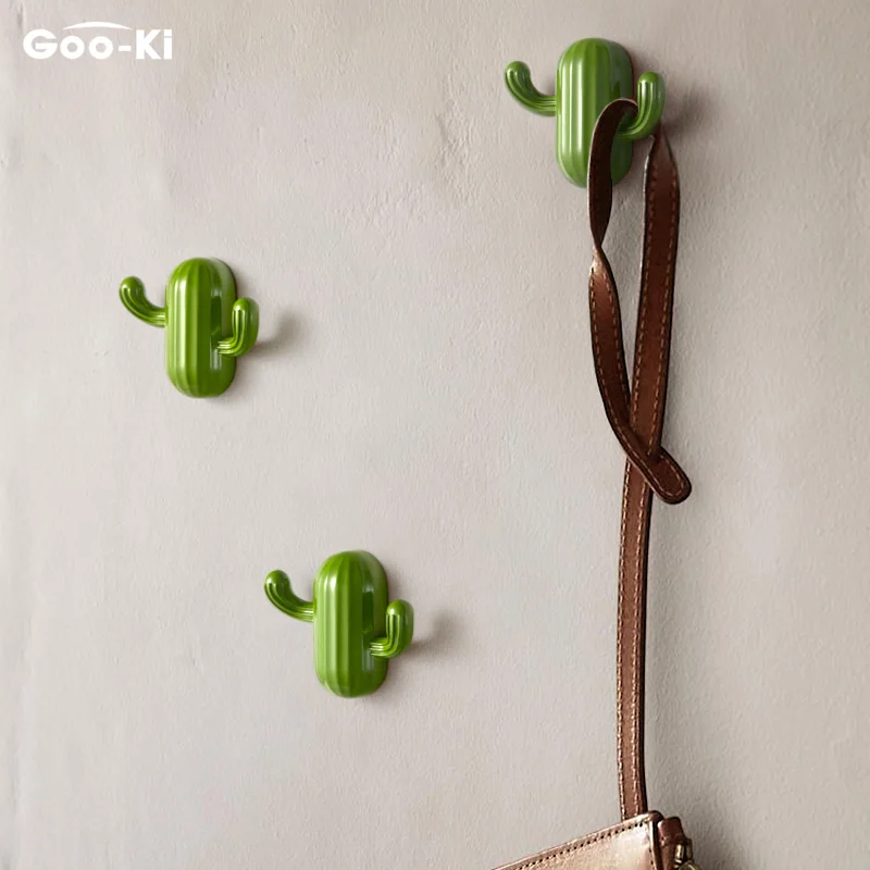 Goo-Ki Green Cactus Gate Wall Hook Hanging Clothes Hook Decorating Children's Room Cute Cartoon Clothes Hookfor Porch Bedroom