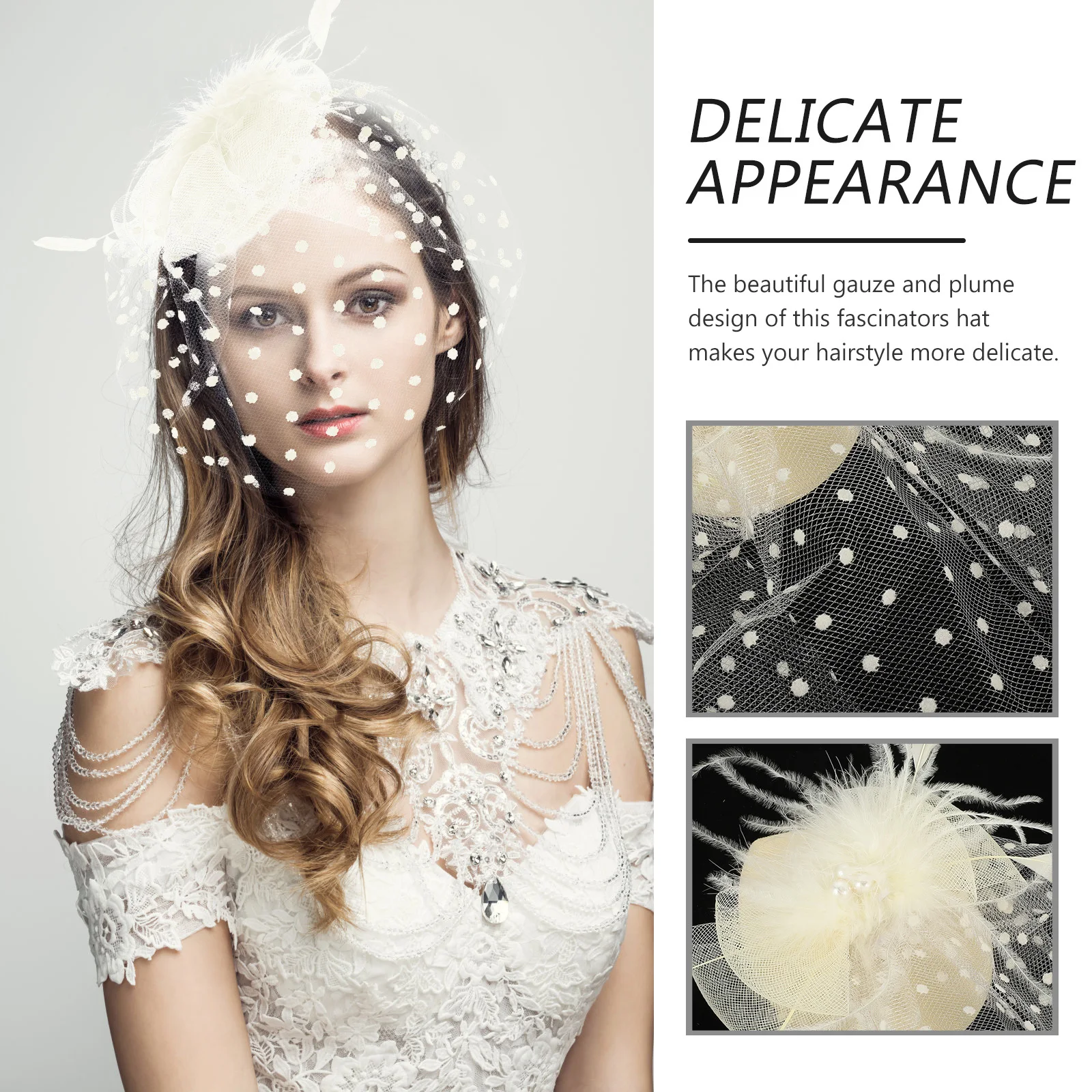 

Net Mesh Hair Accessory Pearl Decor Women Fascinator Lightweight Bridal Headpiece Wedding Tea Party Hat Bride Hairpiece Banquet