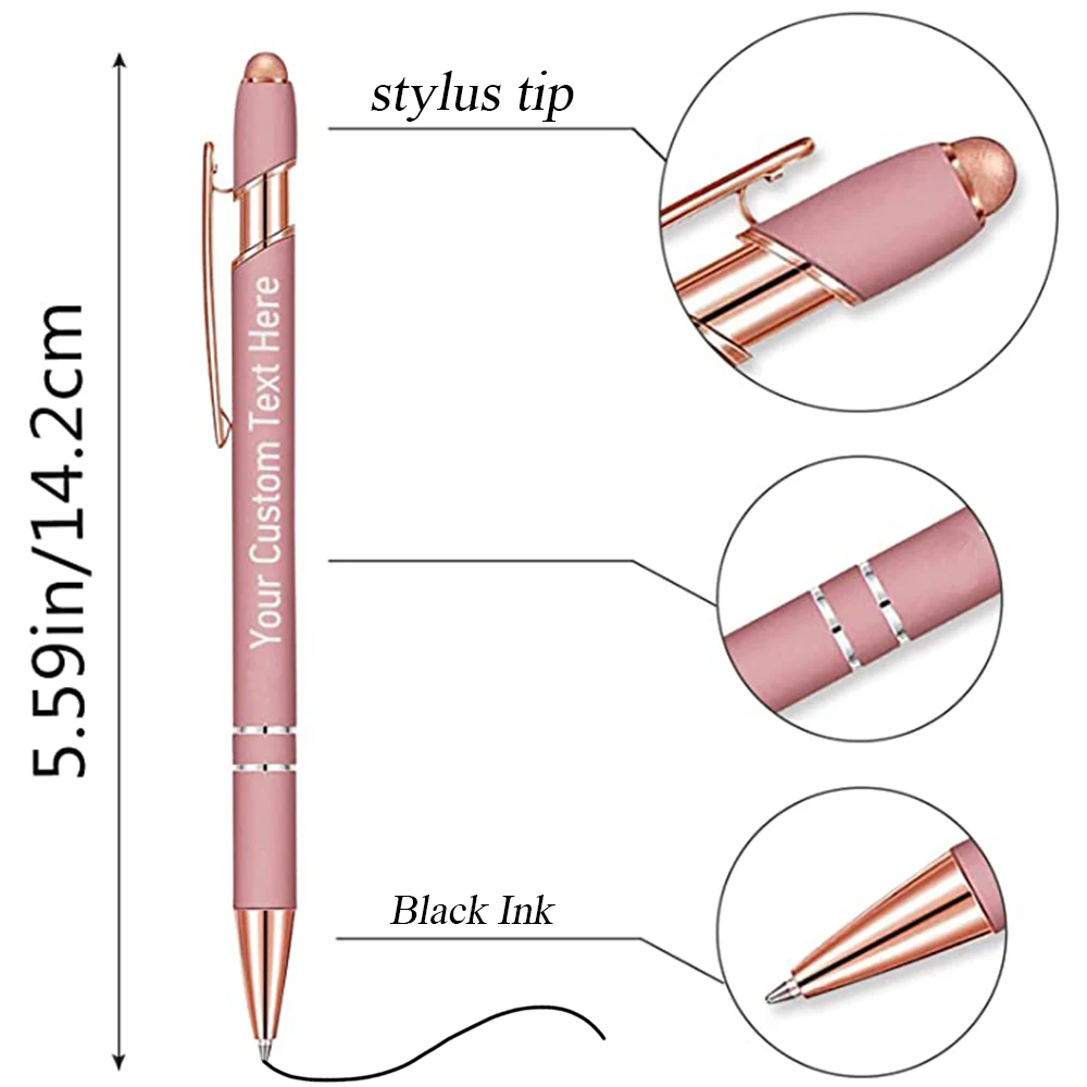 10-100 Customized Ballpoint Pen with Stylus Tip Print Name Logo Metal Pen for Business Graduation Birthday Anniversary Gift Pen