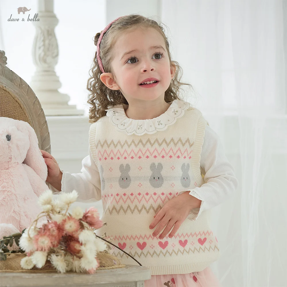 

Dave Bella Children Sweater Vest Top Autumn Gentle Sweet Cute Girls Casual Cotton Knitted Waistcoat Cardigan Party DB3252692