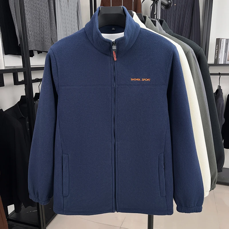 Felpa calda in velluto di marca di fascia alta da uomo 2025 inverno nuova giacca di design con ricamo a lettera di lusso cappotto caldo con cerniera casual allentato
