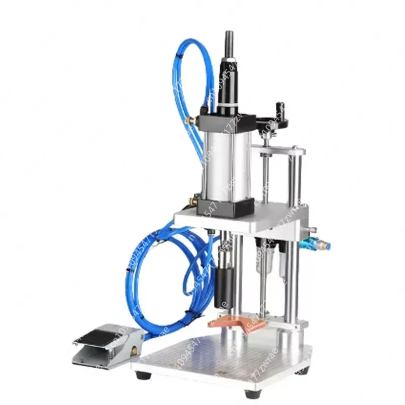 Manual Driven Pneumatic Plastic Glass Seasoning Bottle Press Capping Machine Perfume Vial Spray Cap Collar Pressing Machine