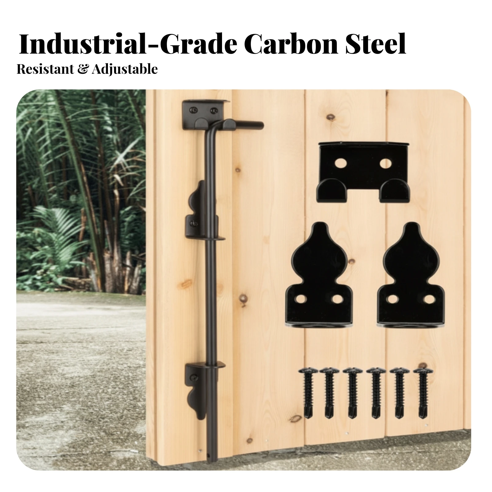 Cane Bolt Gate Latch Easy to Install Outdoor Gate Cane Bolt Hardware Sturdy Heavy Duty for Fence Gates, Garden Entrances