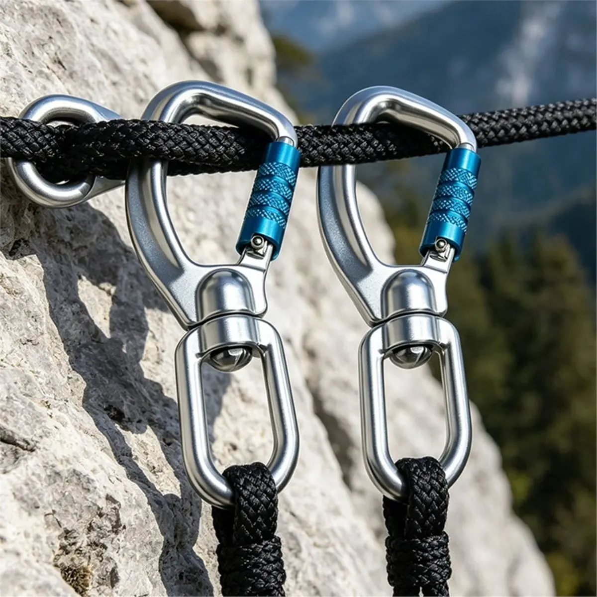 A790FHOT]Rock Climbing Carabiner Locking D-Ring Swivel Auto Locking Carabiner for Outdoor High Altitude Rescue Fall Protectio
