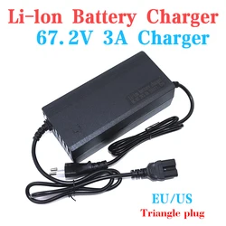 67.2V 3A Lithium Battery Charger Electric scooter ebike 16S 60V Li-ion battery Charger AC 100-240V Output Triangle Plug With fan