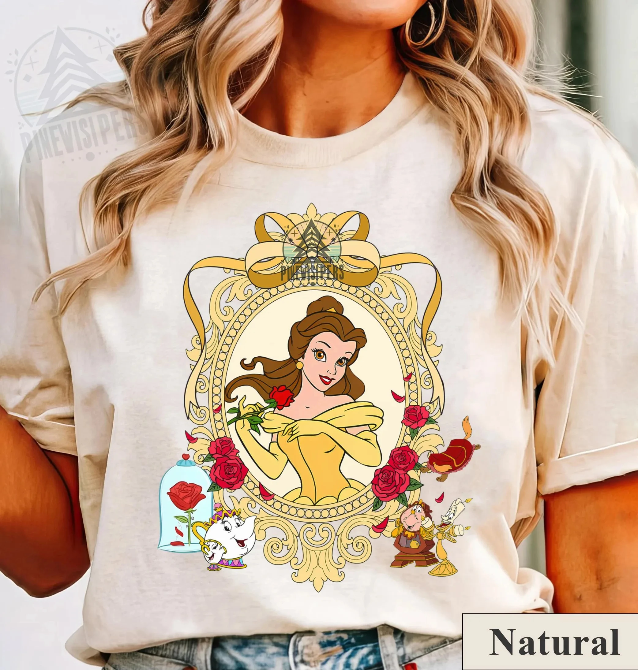 เสื้อยืดลายเจ้าหญิงเบลล์ ดิสนีย์ พร้อมโบว์  ลายความงามและสัตว์ร้าย เสื้อยืดสีสบาย ของขวัญวันเกิด ทริปดิสนีย์แลนด์