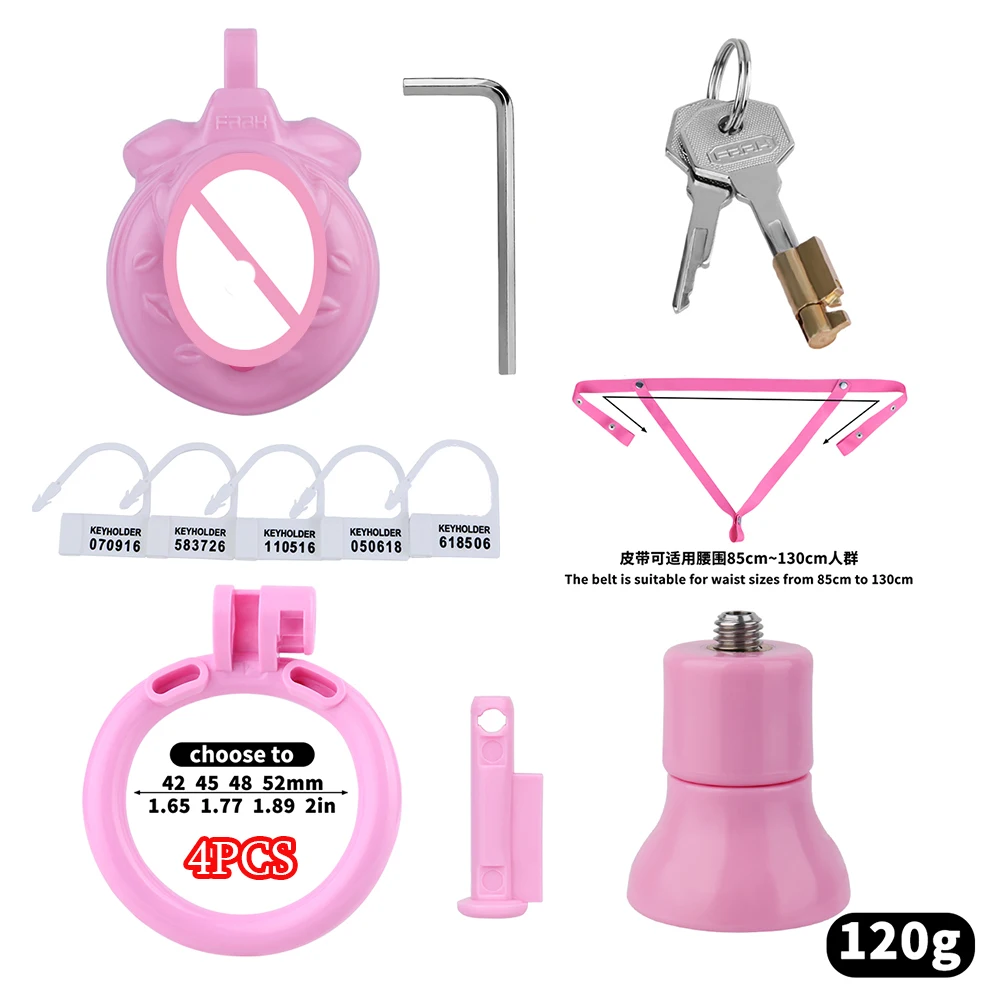 FRKO Inverted Sissy Chastity Cage With 4 Size Penis Ring Clitoral Labia Lockcock Cages Bondage Belt SM Abstainer Toy Men 정조대 - view 3
