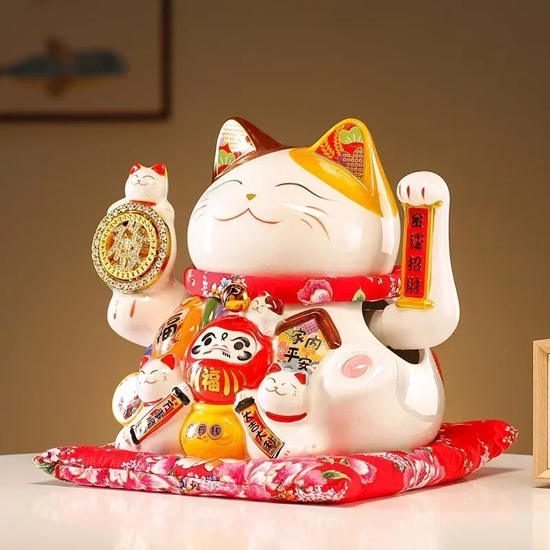 

8-inch Lucky Cat Ornaments Large Electric Cashier Cashier Home Store Opening Gift Ceramic Ornaments Automatic Cashier