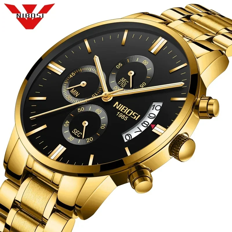 NIBOSI-Reloj de pulsera de cuarzo para hombre, accesorio Masculino de marca superior de lujo, a la moda, informal, estilo militar, Saat