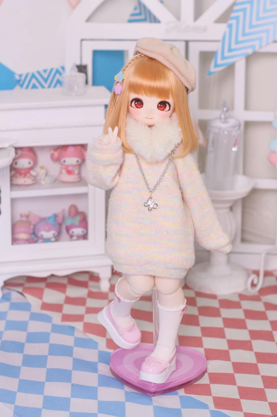 BJD doll clothes suitable for 1/4 1/6 size cute doll clothes warm winter sweater BJD doll clothes doll accessories (5 points)