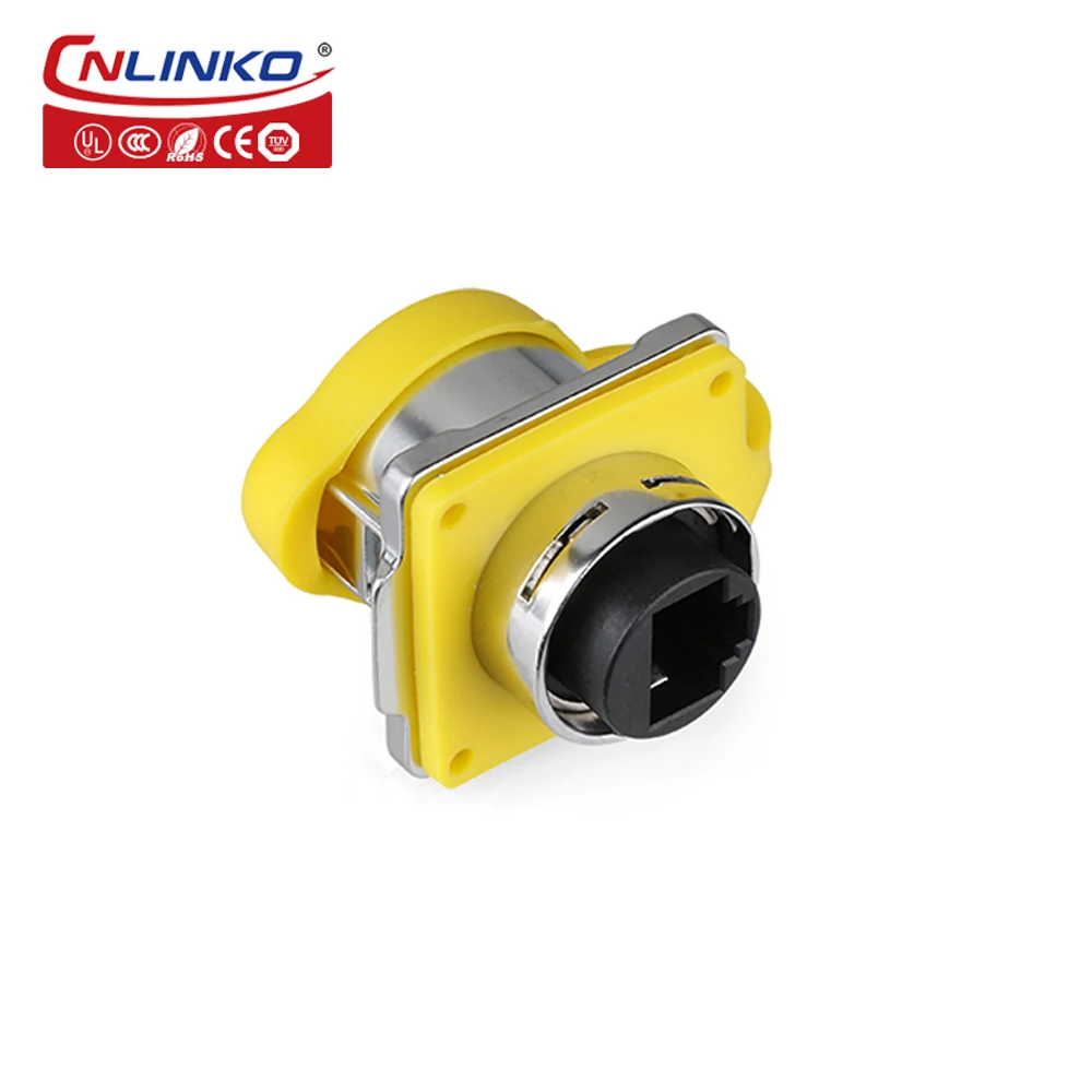 CNLINKO Industrial M24 PBT Plastic Adapters RJ45 Panel Mount Socket Signal Connector Ethernet Connectors+Waterproof Cap