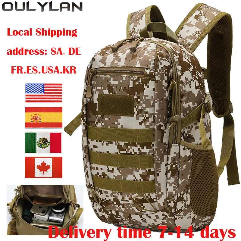 Oulylan Cycling Travel Small Backpack 600D Encryption Bylon Sturdy Waterproof Tactical Military Rucksack Boy Girls Bag Camping