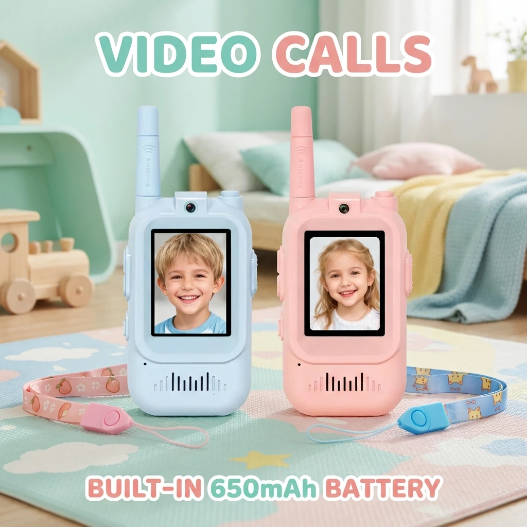 2 stuks video walkie-talkie kinderspeelgoed 2 inch HD scherm USB-C oplaadbaar één-knops HD-oproep intercom kinderen jongens meisjes verjaardagscadeaus