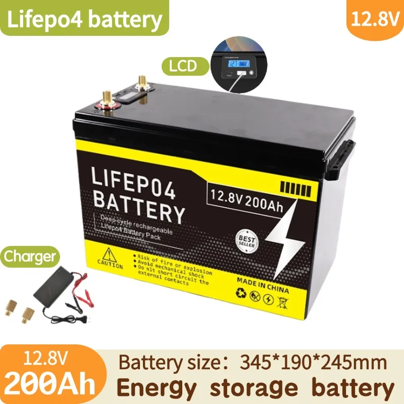 LiFePO4  аккумулятор 12V100Ah 24V 200Ah built-in BMS 6000 cycle lithium iron phosphate home lighting trolley battery pack