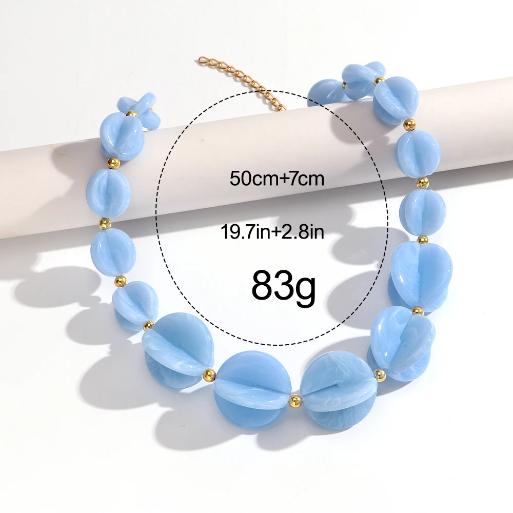 Neue Trendige Geometrische Harz-Perlenkette für Damen und Herren, Farbenfrohe Acryl 3D-Kreis Handgemachte Choker-Halskette, Retro-Schmuck Geschenk – Detail 1