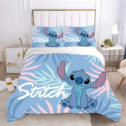 Dekbedovertrek Stitch Leuke Cartoon Kinderdekbedovertrek Lichtgewicht 3D-printen Anime Beddengoedset, 2/3-delige beddengoedset voor kinderen, volwassenen