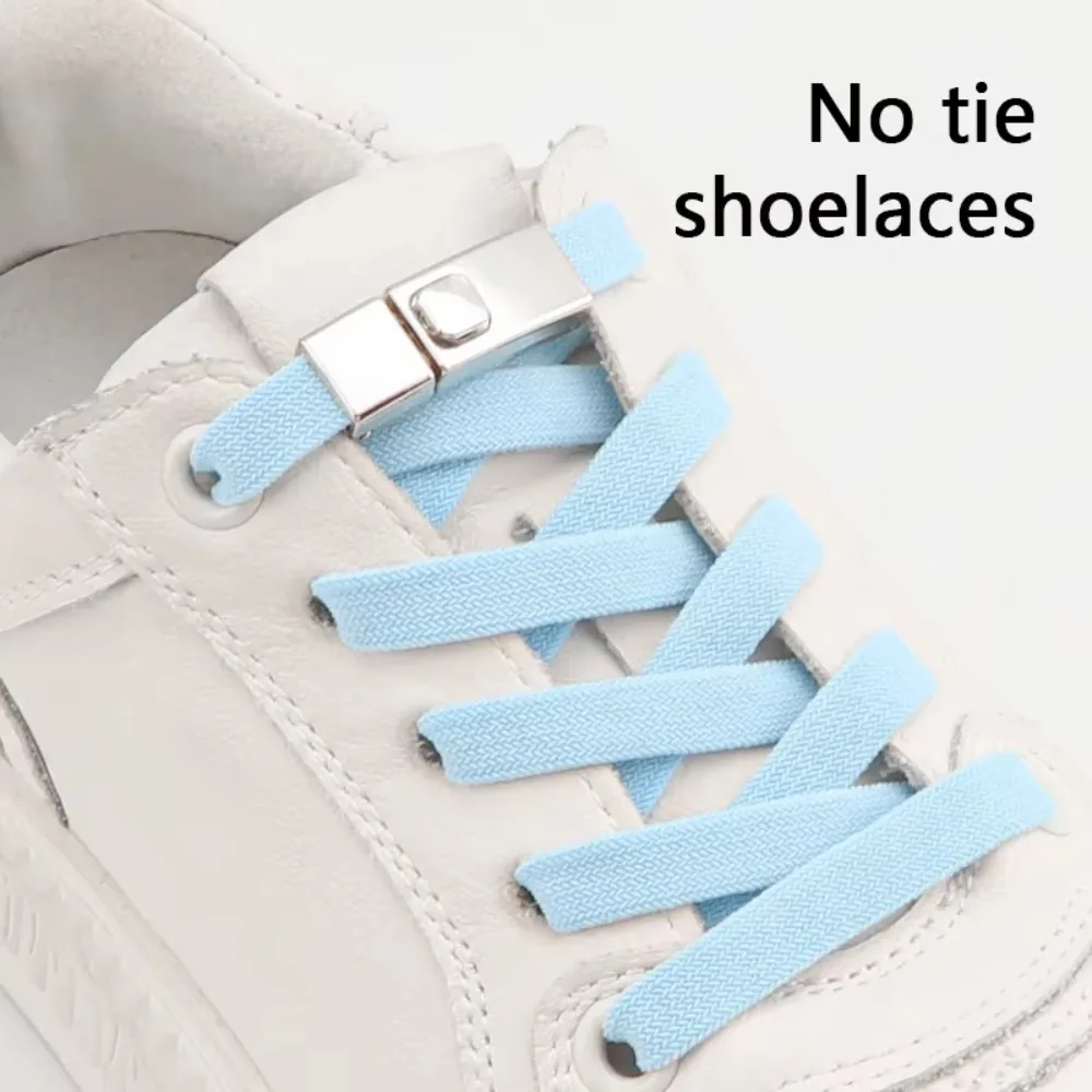 No Tie Shoe Laces Press Lock Shoelaces New Without Ties Elastic Laces Sneaker Fixed Shoelaces Kids Adult Widened Flat Shoelace