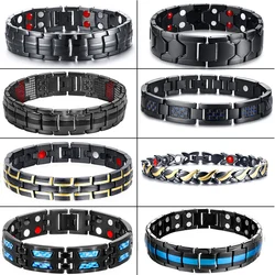 Women Men Health Therapy Magnetic Bracelet Power 4 in1 Negative Ions Germanium Stainless Steel Bangles Dropshipping / Wholesale