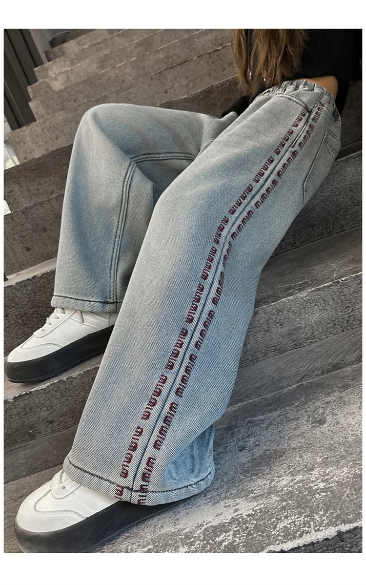 Winter-Thermo-Jeanshosen für Mädchen, lässiger Stil, gerade geschnitten, locker, dick, mit Fleece gefüttert, warme Denim-Hosen für Kinder. – Detail 4