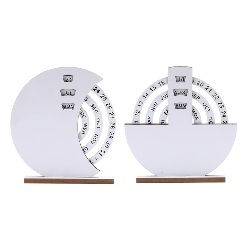 594F 天然木製手動回転年次カレンダーデスクトップ装飾創造的な伝統的なデザインホームオフィス装飾用