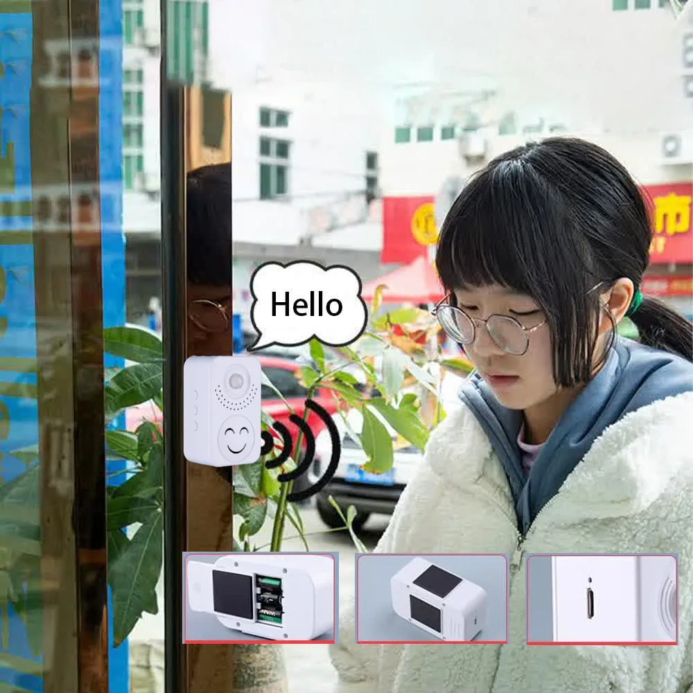 Recordable Welcome Ring Voice Prompter Infrared Induction Voice Reminder Sound Speaker Anti-theft MP3 Audio Entrance Welcome