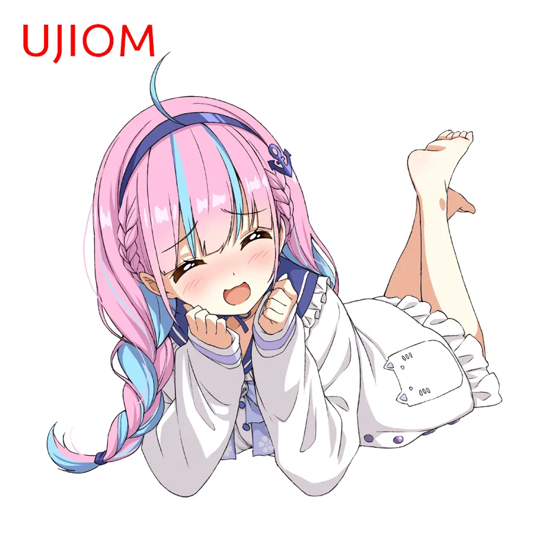 UJIOM Minato Aqua Pink-haired Cat Girl Wall Sticker Prone Cheek Rest Gentle Hololive Girl Decal Air Conditioner Decor