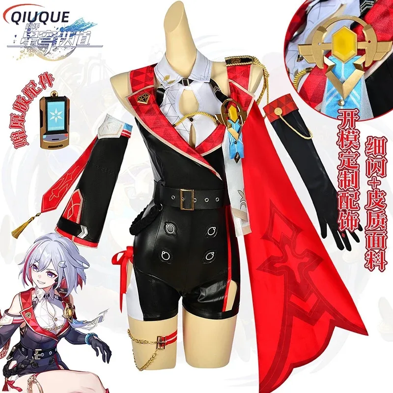 

DY2025Anime Game Honkai Star Rail Topaz Cosplay Costume Wig Shoes Set Women Leather Uniform Halloween Party Role Play Outfits