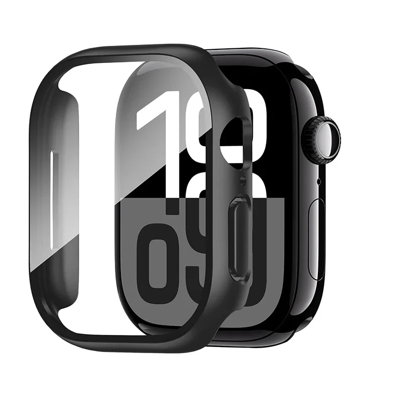 حافظة + حزام من الفولاذ المقاوم للصدأ واقي شاشة كامل لسلسلة ساعات أبل 10 42 مللي متر 46 مللي متر Ultra 2 49 مللي متر 45/41 44 مللي متر ملحقات