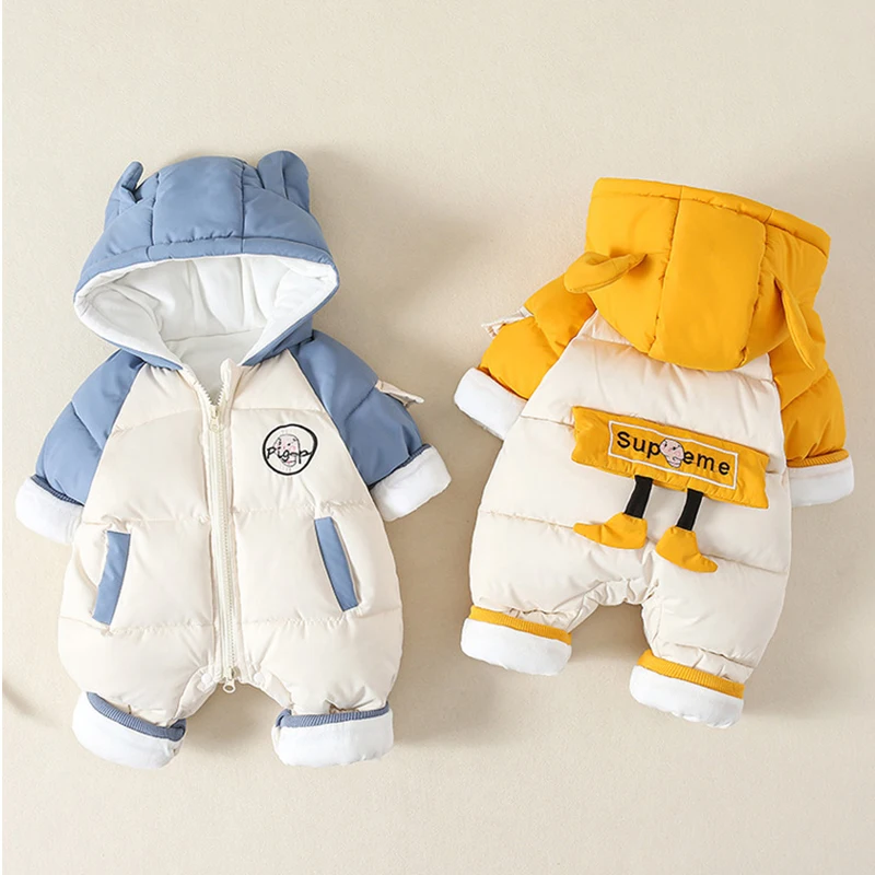 

Baby Winter Clothes Long-sleeved Suit Baby Girls' Onesie Thickened Boys Outdoor Hugging Coat Cotton-padded Hooded coats