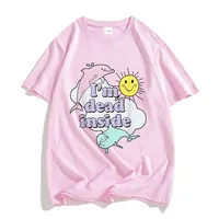 I'm Dead Inside Dolphin Tshirts Trendy Shirts Couples Loose Tees women Short Sleeve T Shirt Cute Animal T-shirt