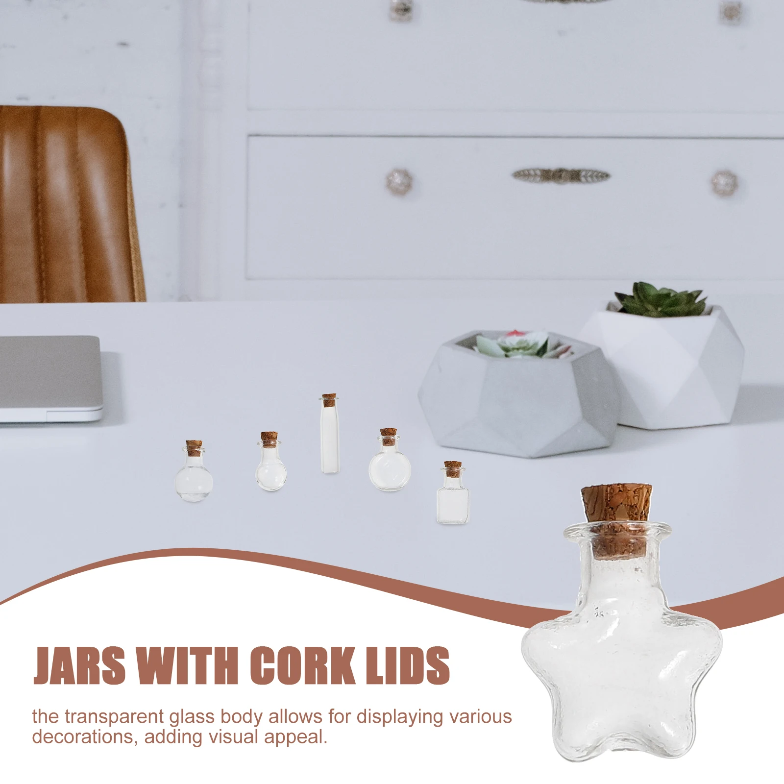 

48Pcs Small Glass Bottles with Stoppers Transparent Design Personalized Accessories Party Scene Decorations Mini Glass Bottles