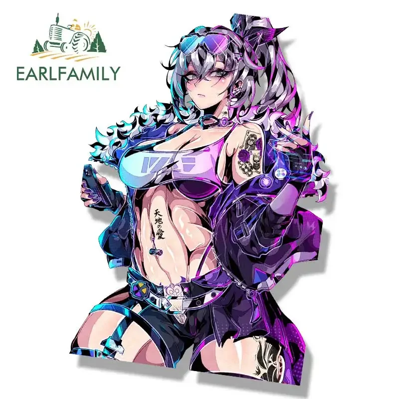 EARLFAMILY Streetwear Silver Wolf Fanart Car Sticker Honkai Star Rail Sketch Waifu Decal JDM Cartoon Peek Girl Graffiti Stickers