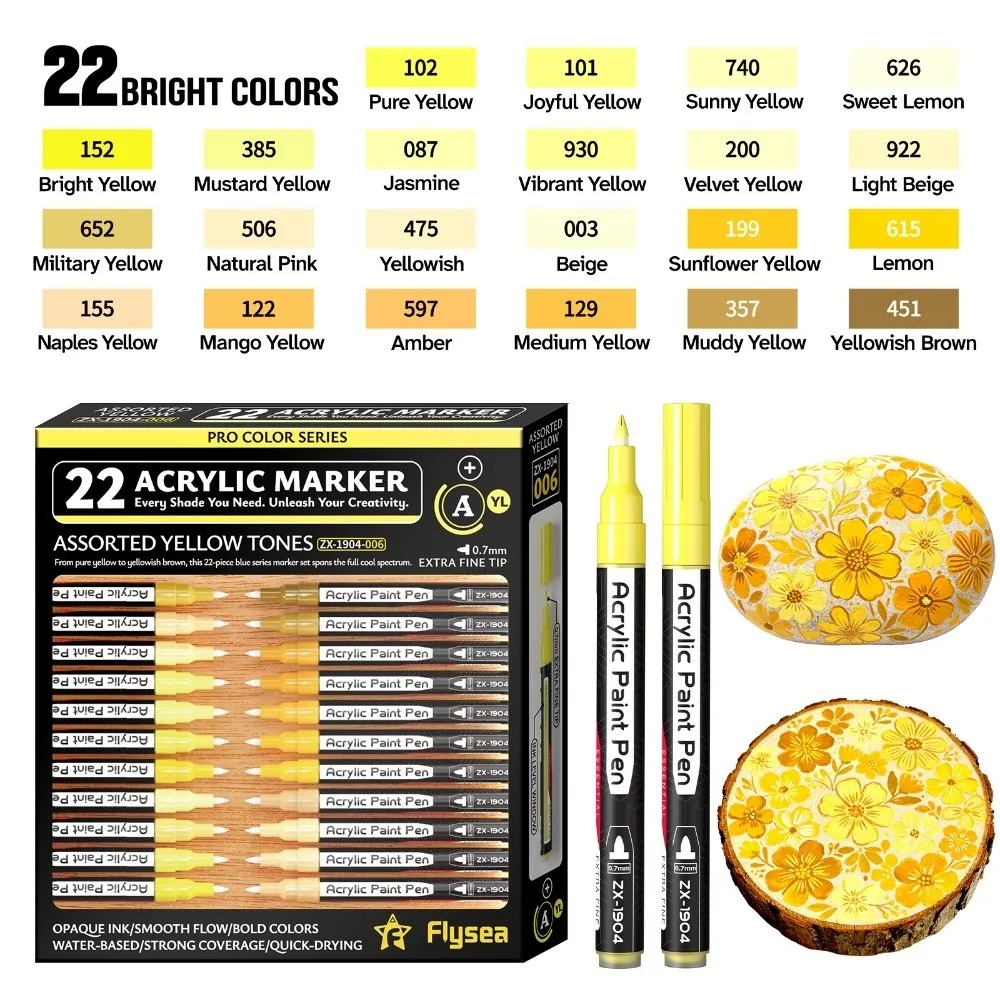 

22pcs 0.7mm Extra Fine Tip Acrylic Paint Pens Stackable Color Waterbased DIY Painting Pen Quick Drying Non Toxic Acrylic Marker