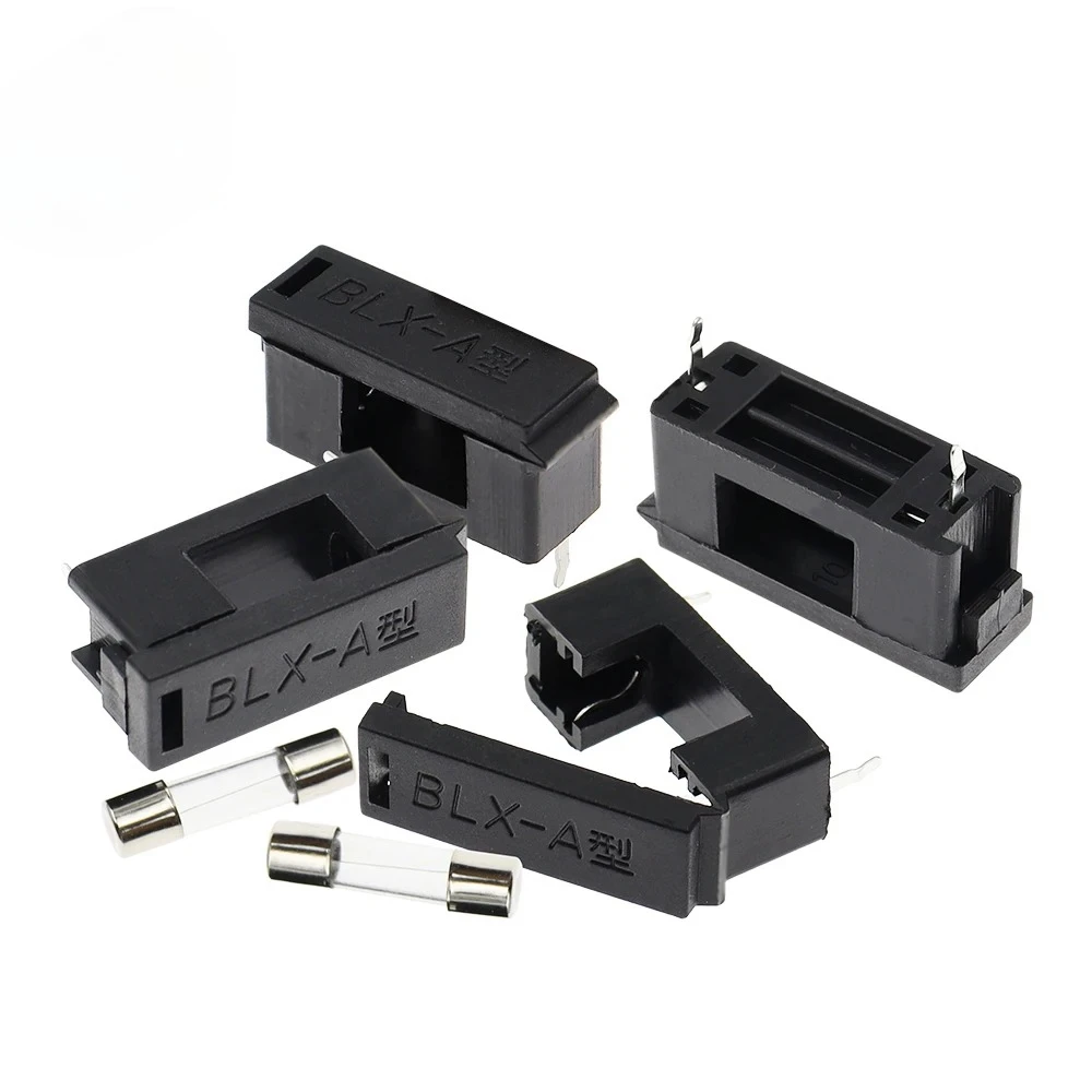 BLX-A Type 5*20MM Fuse Holder 6A250V Black Holder With Black Cover Fuse Blocks PCB Panel Mounting Fuse Boxes