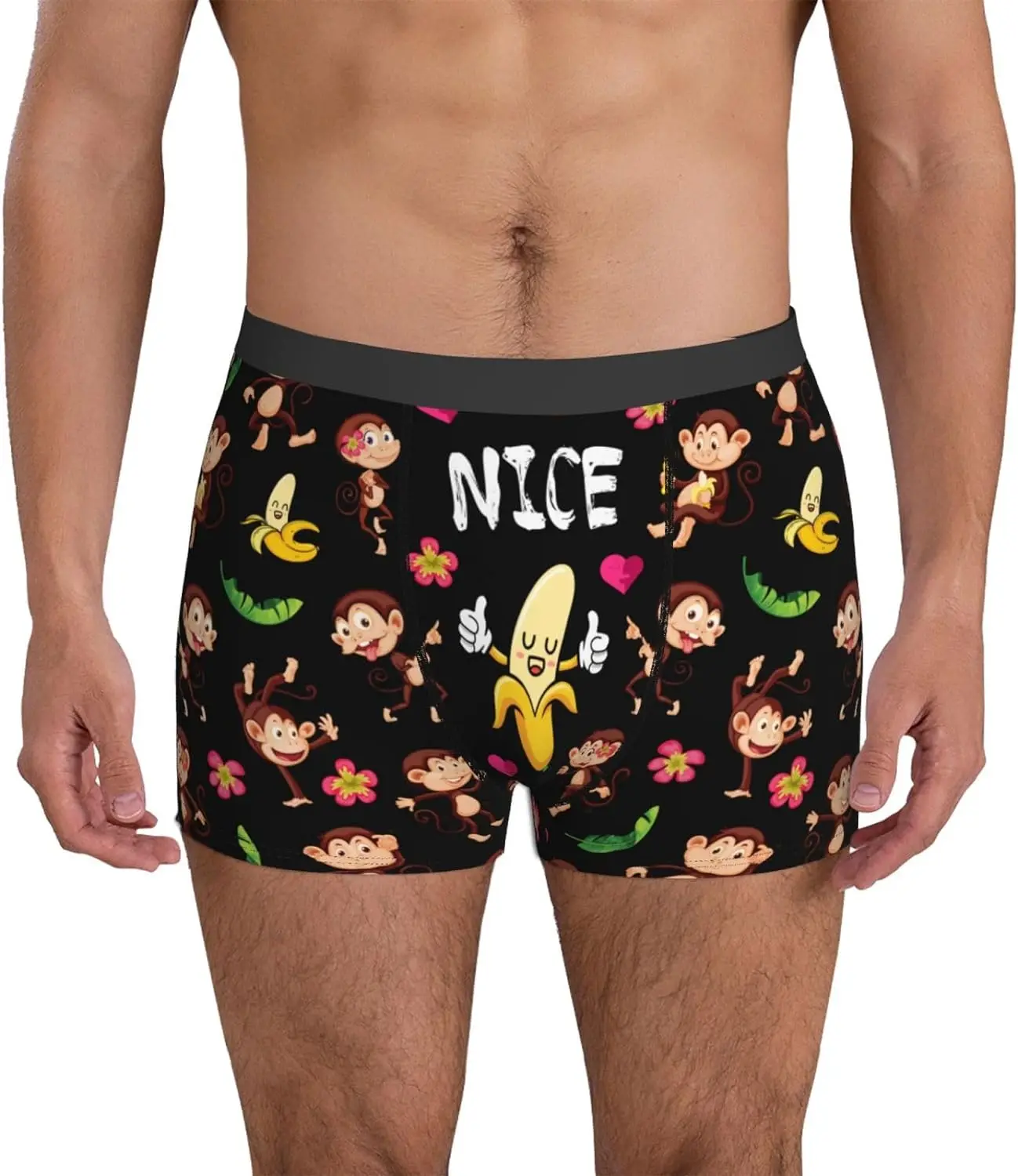 Men's Briefs Underpants Monkey and Banana Print Mens Soft Underwear,Comfy Breathable Short Trunk